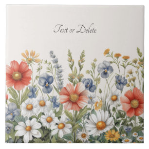 Colourful Wildflowers Ceramic Tile