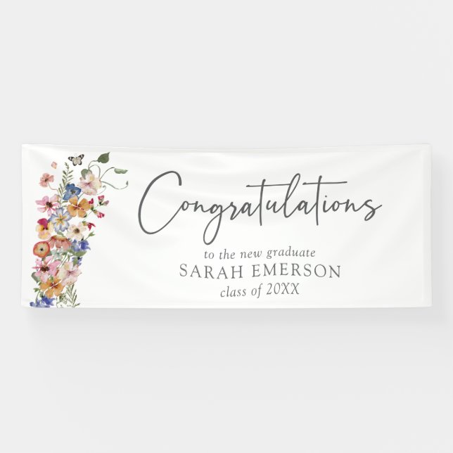 Colourful Wildflowers Congratulations Banner (Horizontal)