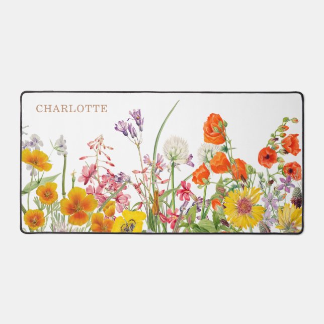 Colourful Wildflowers Country Flowers Personalised Desk Mat (Front)