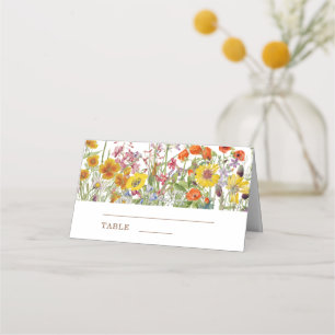 Colourful Wildflowers Country Wedding Place Card