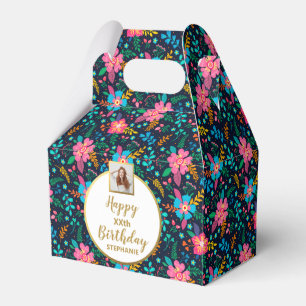 Colourful Wildflowers, Custom Photo, Happy Birthda Favour Box