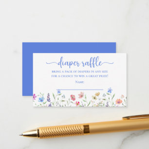 Colourful Wildflowers Diaper Raffle Baby Shower Enclosure Card