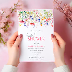 Colourful Wildflowers Elegant Bridal Shower Invitation