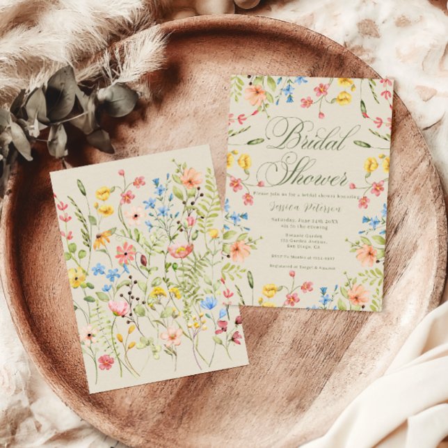 Colourful Wildflowers Elegant Bridal Shower  Invitation (Creator Uploaded)