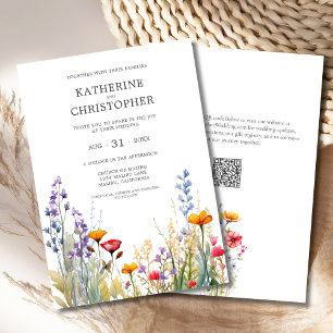 Colourful Wildflowers Elegant Wedding Invitation