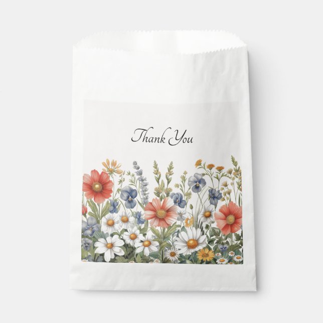 Colourful Wildflowers Favour Bag (Front)