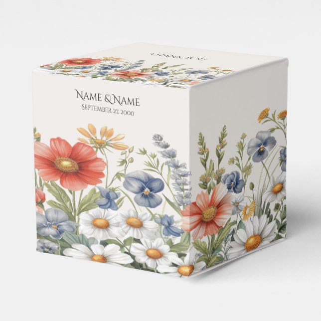 Colourful Wildflowers Favour Box (Front Side)