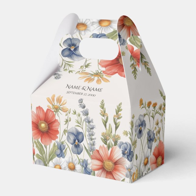Colourful Wildflowers Favour Box (Front Side)