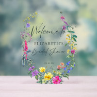 Colourful Wildflowers Floral Calligraphy Welcome