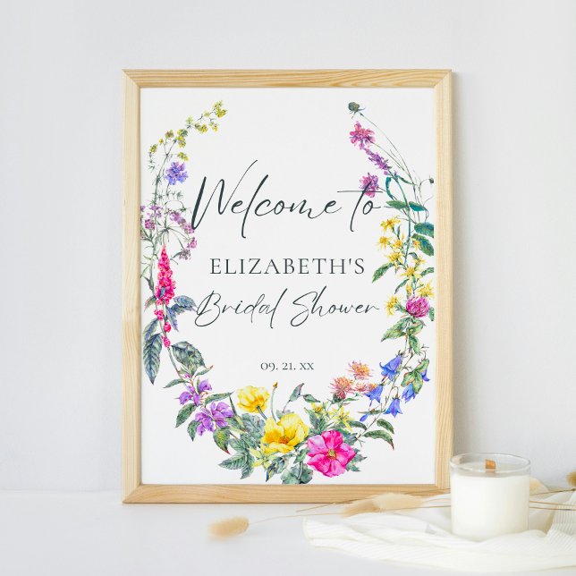 Colourful Wildflowers Floral Calligraphy Welcome Poster (Creator Uploaded)