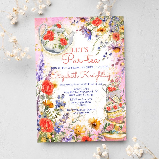 Colourful Wildflowers Floral Par Tea Bridal Shower Invitation (Creator Uploaded)