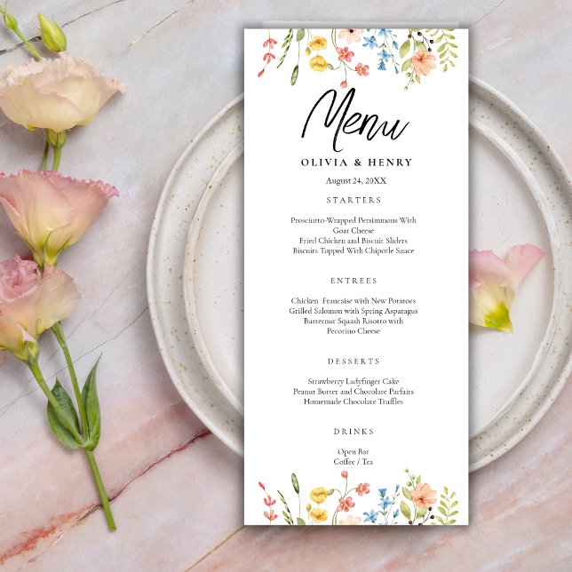Colourful Wildflowers Garden Wedding Menu (Creator Uploaded)