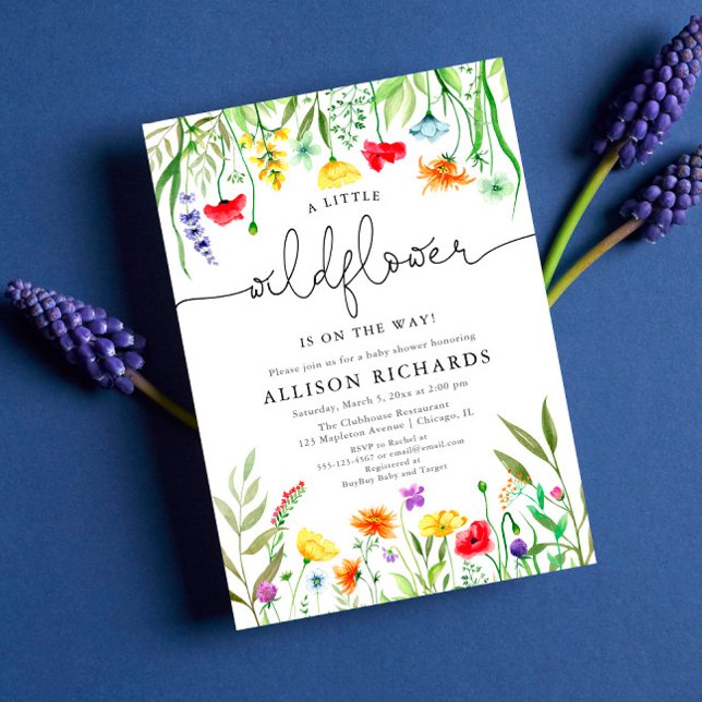 Colourful wildflowers gender neutral baby shower invitation (Creator Uploaded)