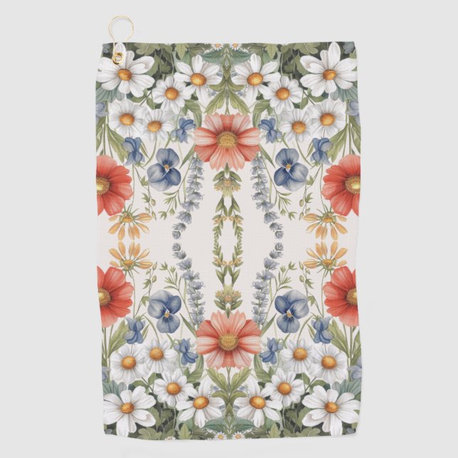 Colourful Wildflowers Golf Towel (Front)