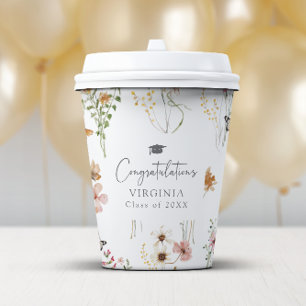 Colourful Wildflowers Graduation Paper Cups