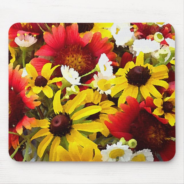 Colourful Wildflowers Impressionist Style Art Mouse Pad (Front)