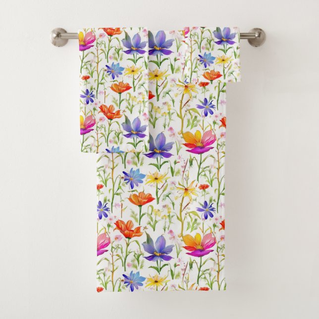 Colourful Wildflowers in a Field Bath Towel Set (Insitu)