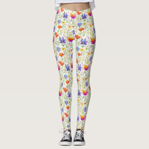Colourful Wildflowers in a Field Leggings
