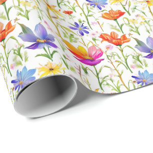 Colourful Wildflowers in a Field Wrapping Paper