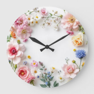 Colourful Wildflowers - Large Clock