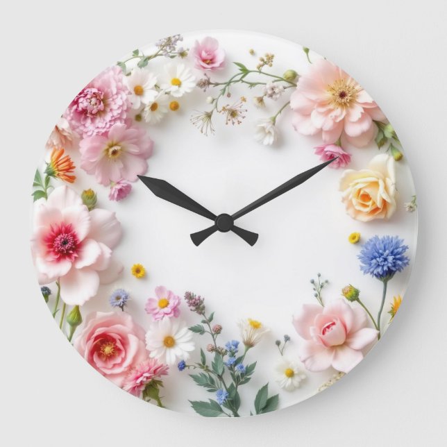 Colourful Wildflowers - Large Clock (Front)