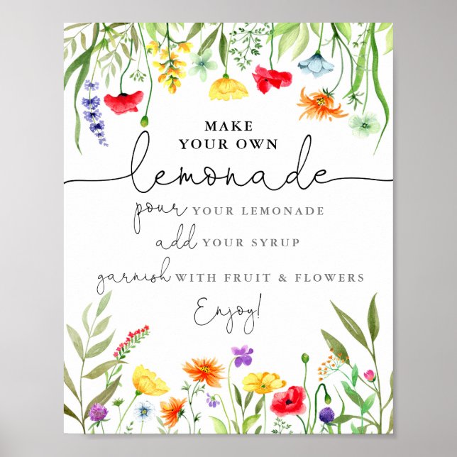 Colourful wildflowers Make your own lemonade sign (Front)