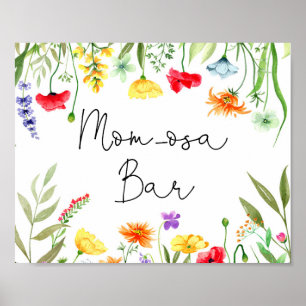 Colourful wildflowers Mum-osa mimosa bar sign