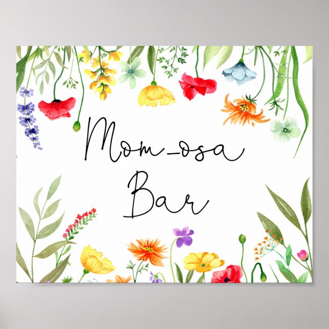 Colourful wildflowers Mum-osa mimosa bar sign (Front)