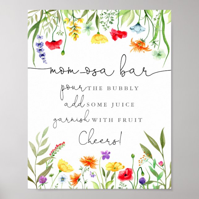 Colourful wildflowers Mum-osa mimosa bar sign (Front)