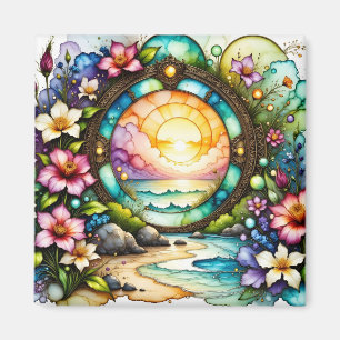 Colourful Wildflowers Ocean Portal Magnet