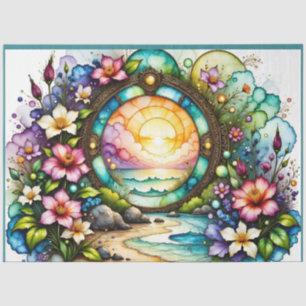 Colourful Wildflowers Ocean Portal Tissue Paper