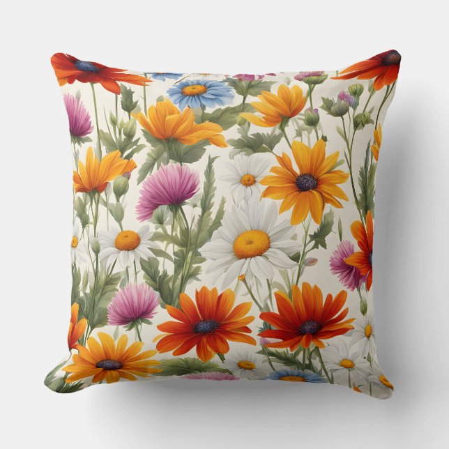Colourful Wildflowers of Summer Cushion (Front)
