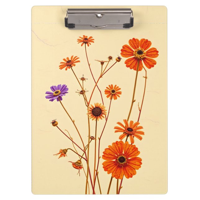 Colourful Wildflowers on a Grunge Background Clipboard (Front)