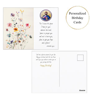Colourful Wildflowers Pantocrator Orthodox Birthda Postcard