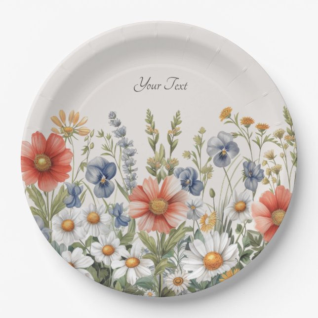 Colourful Wildflowers Paper Plate (Front)