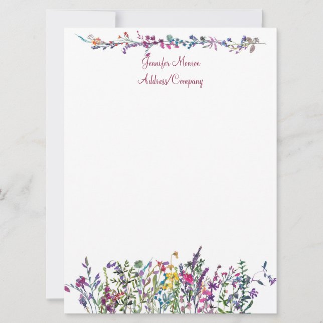 Colourful wildflowers personalised  card (Front)