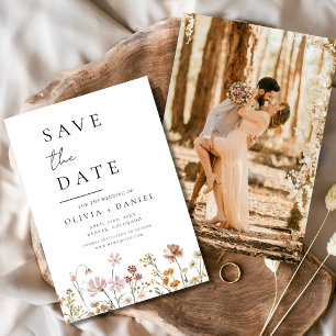 Colourful Wildflowers Photo Boho Save the Date