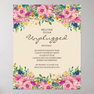 Colourful Wildflowers Pink Blue Yellow Unplugged Poster