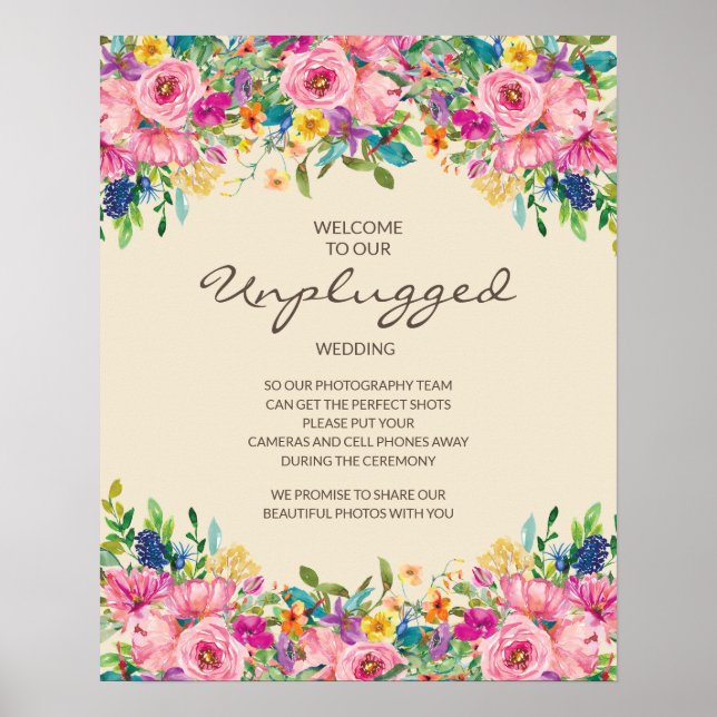 Colourful Wildflowers Pink Blue Yellow Unplugged  Poster (Front)