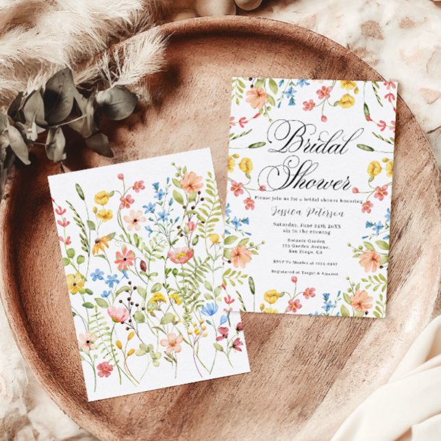 Colourful Wildflowers Rustic Garden Bridal Shower  Invitation (Creator Uploaded)