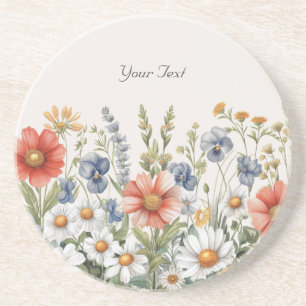 Colourful Wildflowers Sandstone Coaster