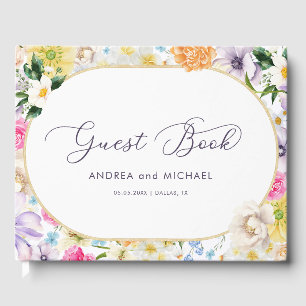 Colourful Wildflowers Spring Bloom Garden Wedding Guest Book