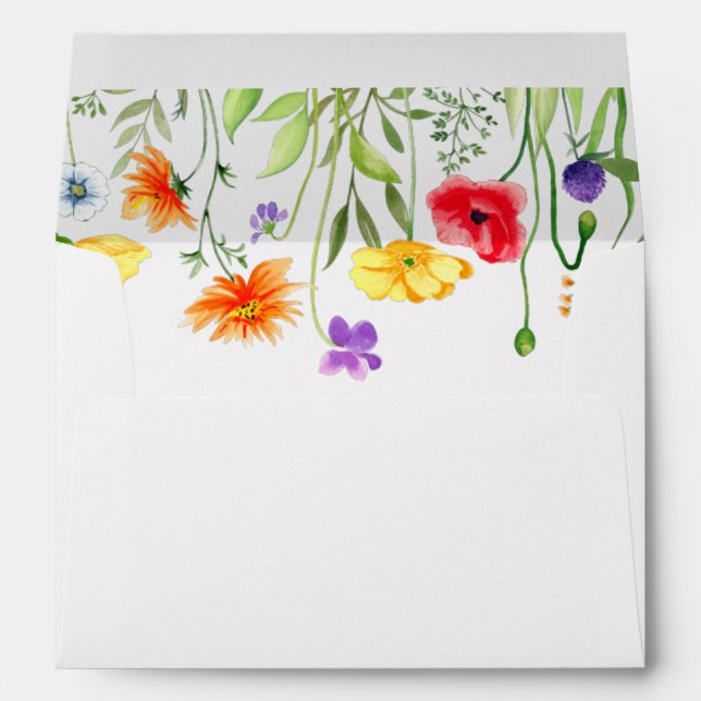 Colourful wildflowers spring envelopes 5x7 card (Back (Bottom))