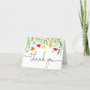 Colourful wildflowers spring florals Thank You Car Card