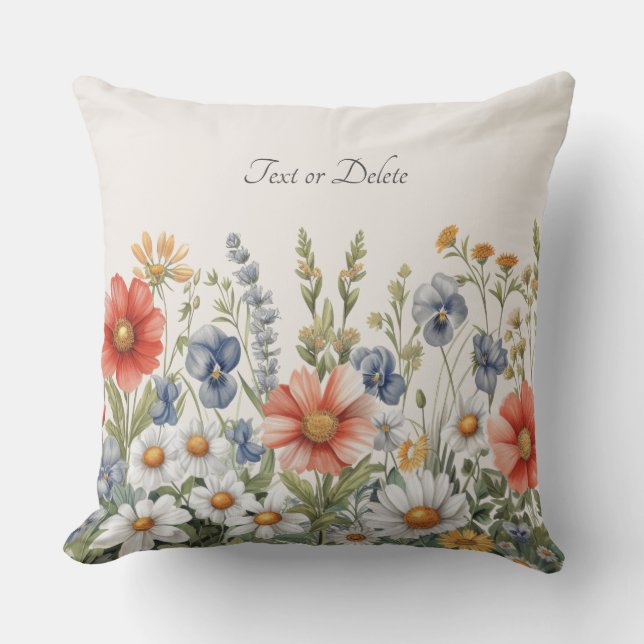 Colourful Wildflowers Throw Pillow (Front)