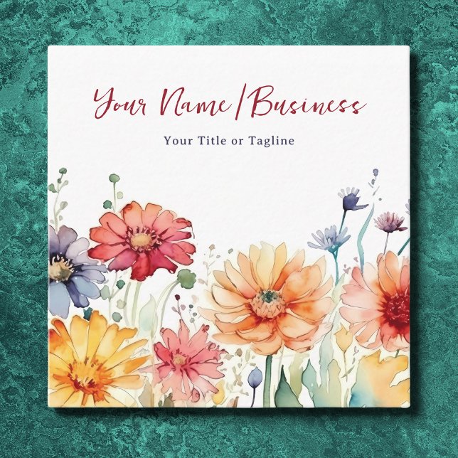 Colourful Wildflowers Vibrant Flower Garden Floral Square Business Card (Front - Colorful Wildflowers Vibrant Flower Garden Floral Square Business Card)