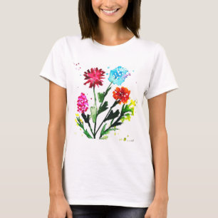 Colourful wildflowers watercolor rustic pretty T-Shirt