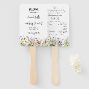 Colourful Wildflowers wedding program fan