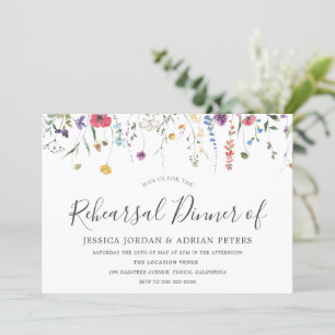Colourful Wildflowers Wedding Rehearsal Dinner Invitation