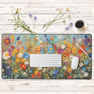 Colourful Wildfowers Abstract Floral Desk Mat